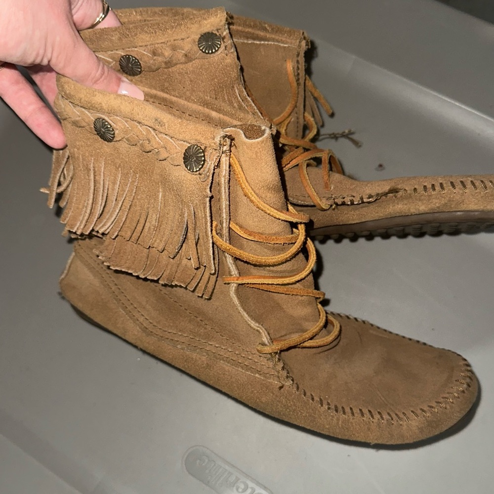 Minnetonka Suede Lace-Up Moccasin Boot / Bootie
